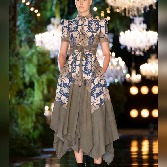 Making the Cut Season olive lace up midi Shirt Dress Sz XS New with tags - Picture 2 of 14